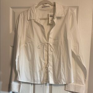 Abercrombie & Fitch Cream Tie-Front Shirt